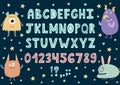 Hand drawn alphabet with cute monsters Royalty Free Stock Photo